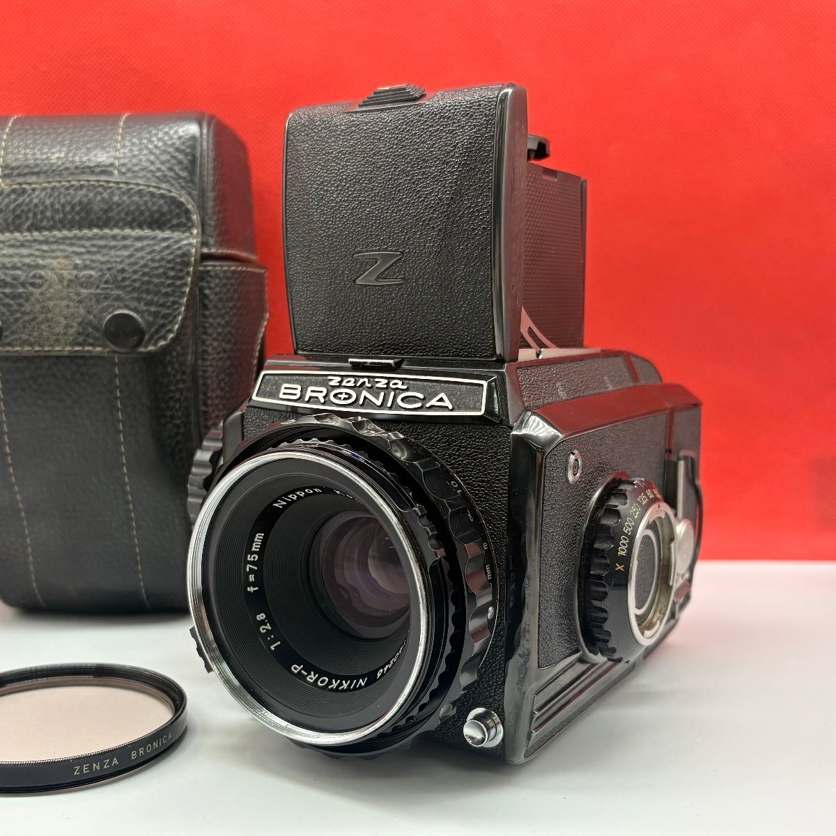 ■11 ZENZA BRONICA NIKKOR-P F2.8 75mm S2 後期 ブラック 中判フィルムカメラ 動作品 1円スタート ゼンザブロニカ拍卖