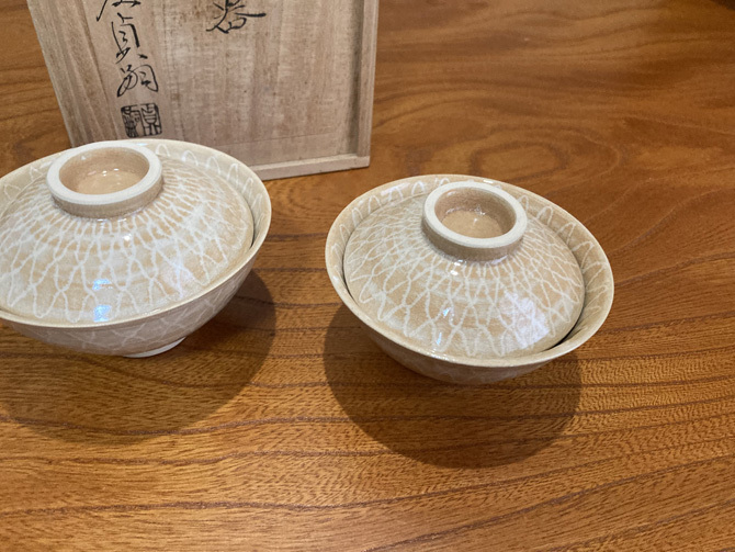 飯器 萩焼 象嵌組飯器(夫婦飯器) 新庄貞嗣 1081拍卖
