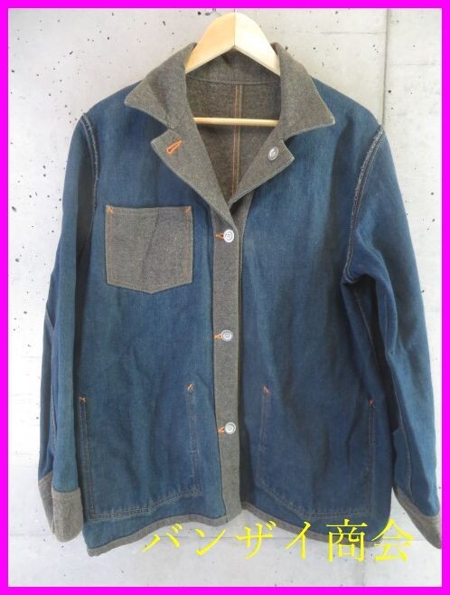 8211s14◆美品です◆リバーシブル◆日本製◆BEAMS ビームス デニム×ウールジャケット S/ジージャン/カバーオール/ブルゾン/シャツ/パンツ拍卖