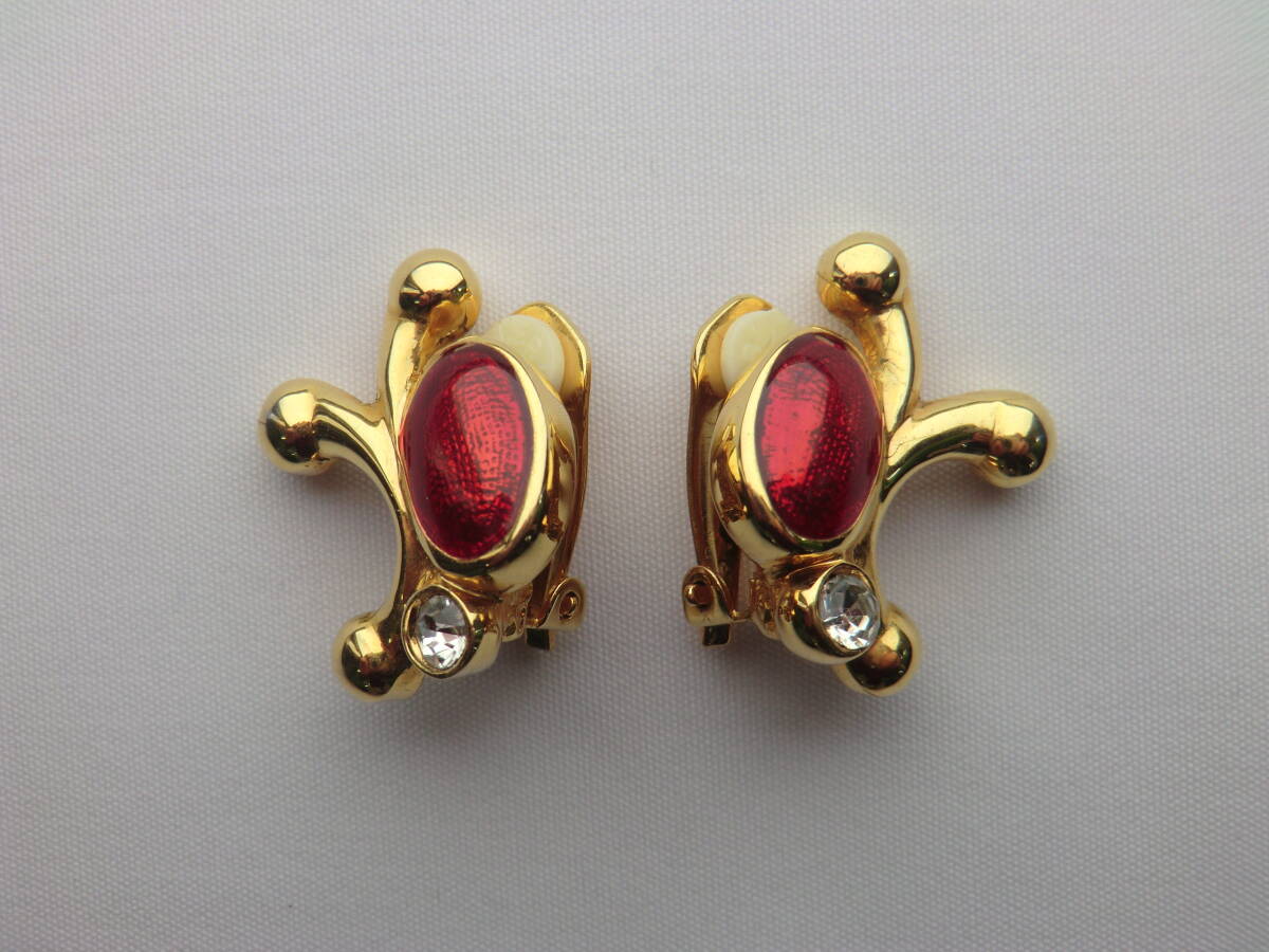 ヴィンテージ イヤリング レッド 昭和レトロ コスチューム ジュエリー ワンポイント コスプレ パーティー拍卖