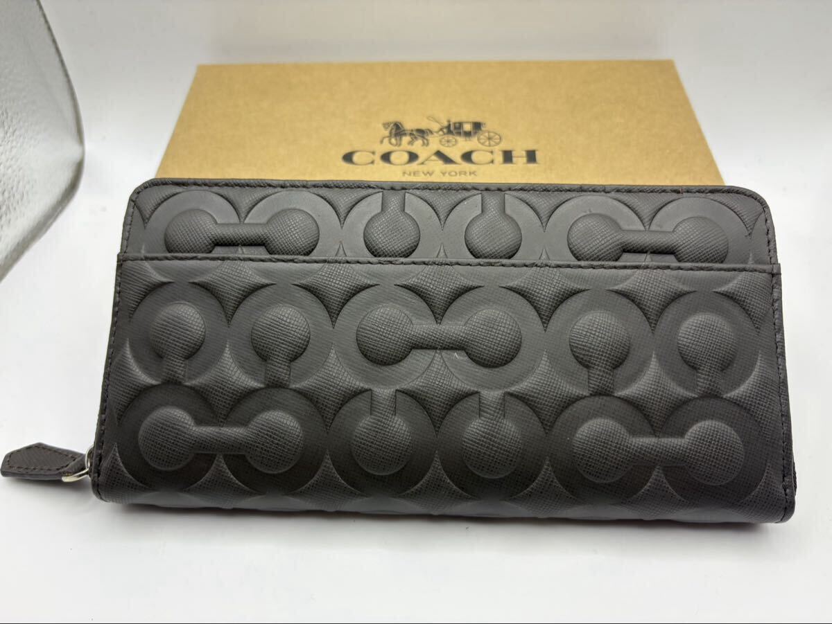 ★人気★新品★COACH 長財布 ラウンドファスナー コーチ ウォレット 大人気スタイル オシャレ ブラック 財布 型押し 豪華!拍卖