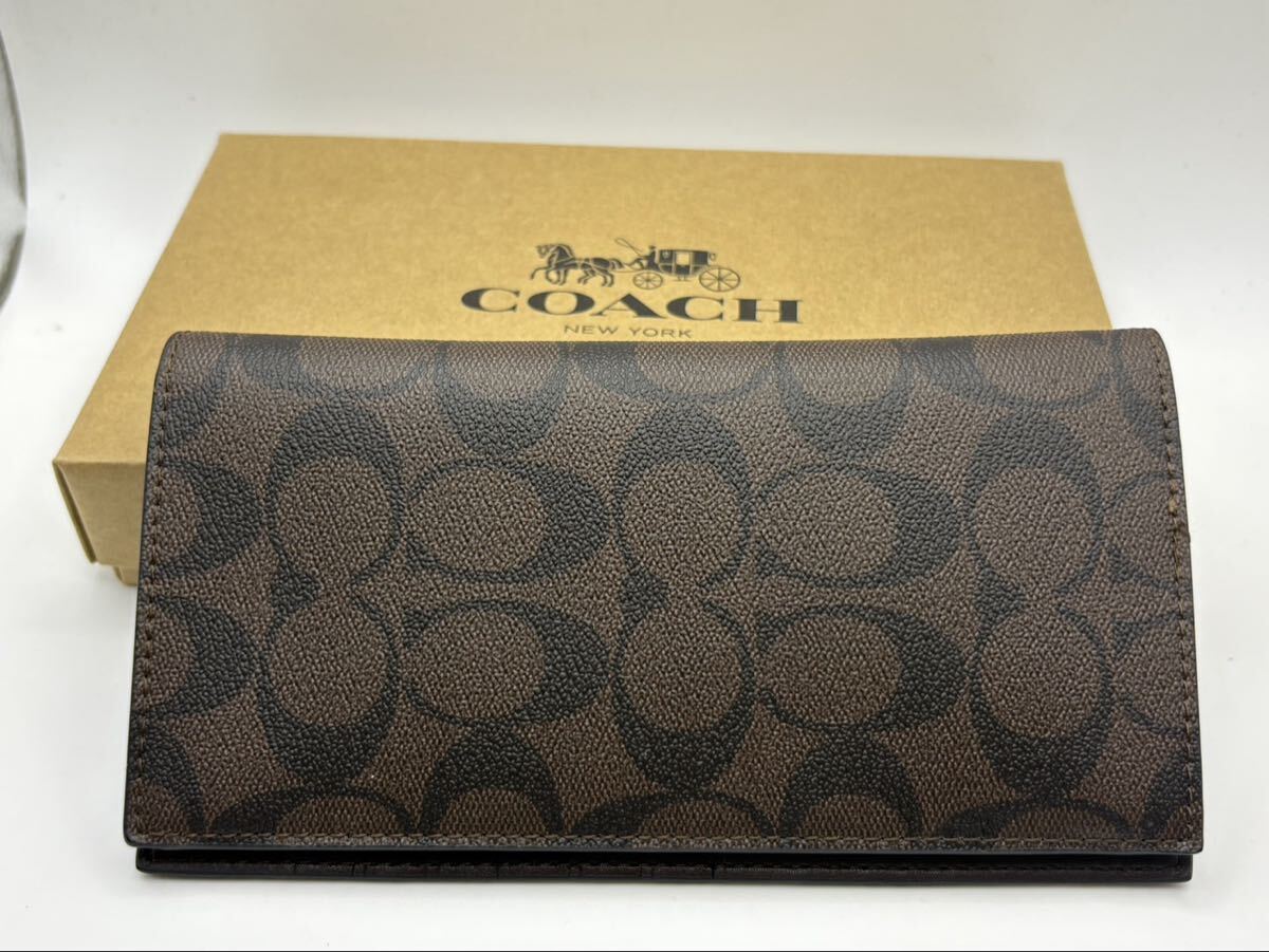 ★人気★新品★COACH 長財布 コーチ ウォレット 大人気スタイル オシャレ 財布 型押し 高級感!ブラウン拍卖