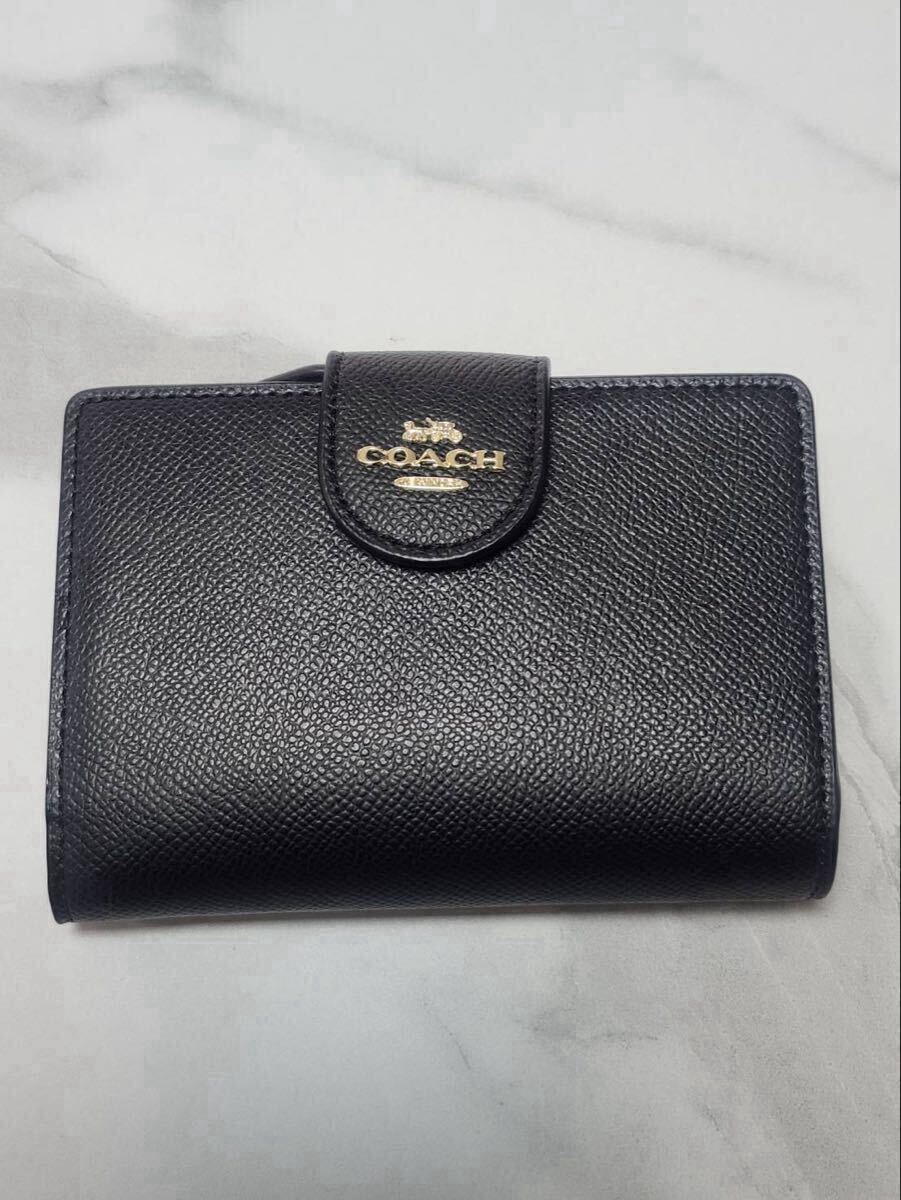 《新品》《未使用》 COACH 二つ折り財布 ブラック 小銭入れ 札入れ ウォレット 財布 コーチ!拍卖