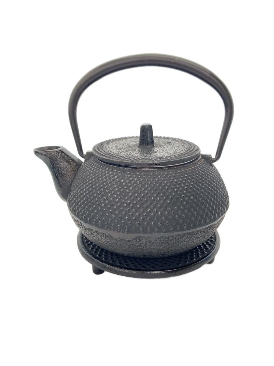 南部鉄器◆急須/鉄器/茶托セット/6点セット/BLK/箱有拍卖