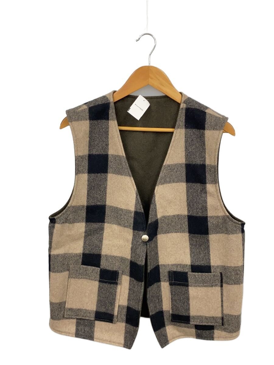 orSlow◆REVERSIBLE WOOL MELTON VEST/3/ウール/BEG/チェック/01-9028-W167拍卖