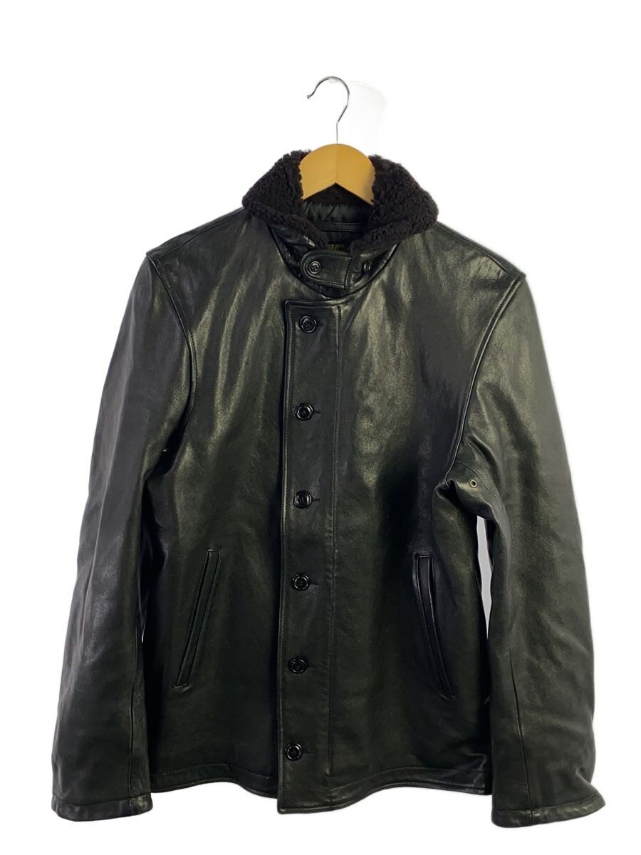 HOUSTON◆N-1/ラムレザー/レザージャケット・ブルゾン/40/羊革/ブラック/8190拍卖