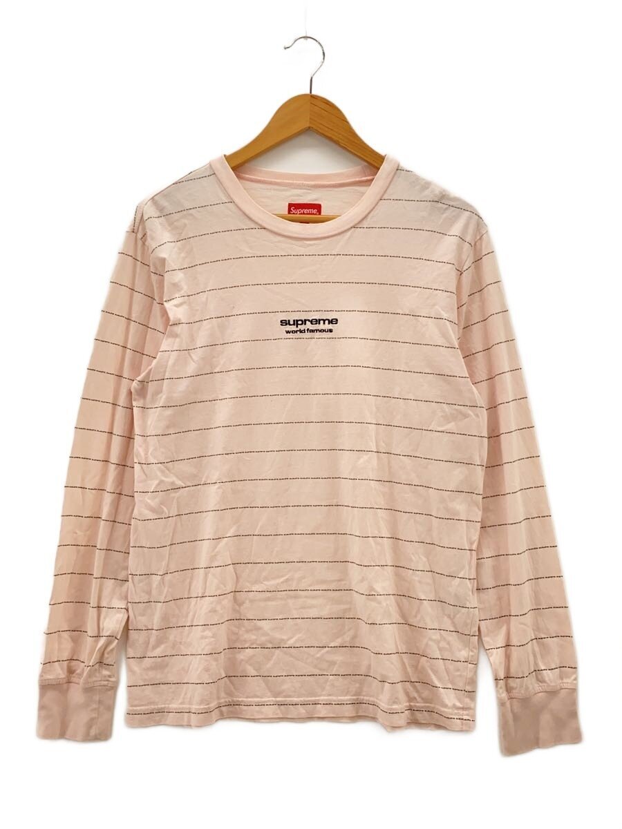 Supreme◆長袖Tシャツ/S/コットン/PNK/ボーダー拍卖