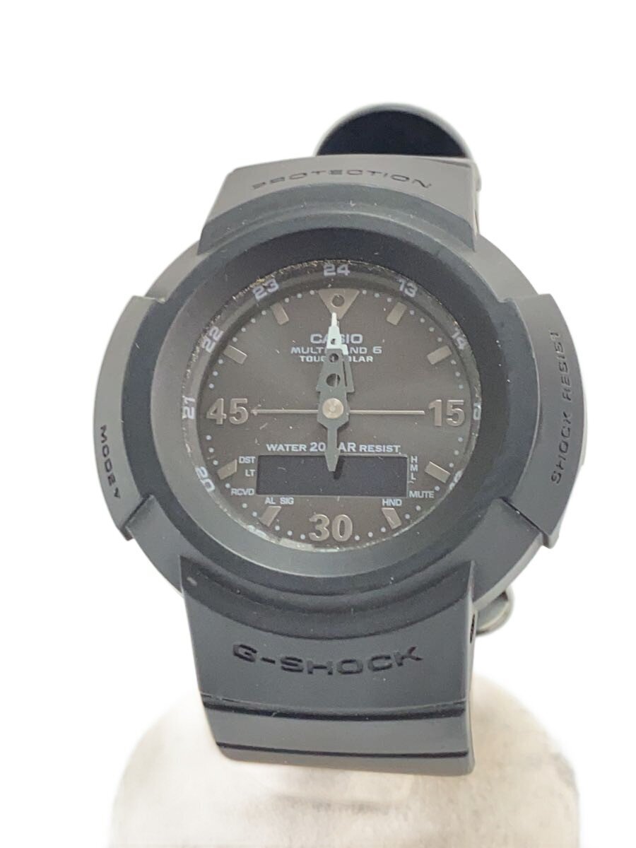 CASIO◆ソーラー腕時計/アナログ/ラバー/BLK/BLK/AWG-M520BB-1AJF拍卖
