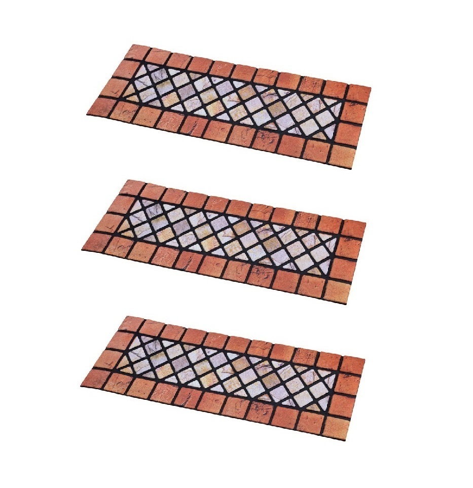 【即納】3枚セット 石タイル調の階段マット(テラコッタ) インテリア 階段 泥除け 汚れ防止 屋外 屋内 玄関マット拍卖
