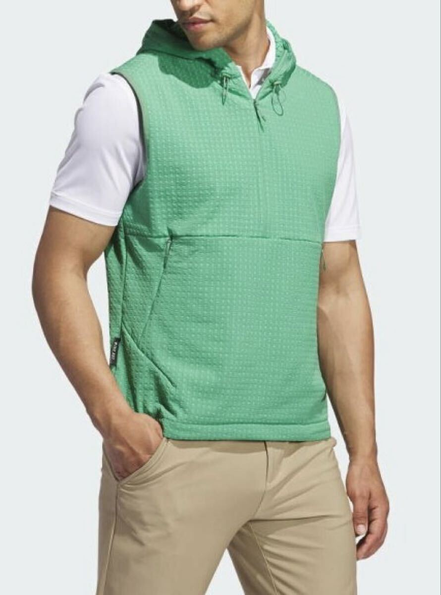 送料無料 新品 adidas GOLF ハーフジップベスト 2XL GRN拍卖