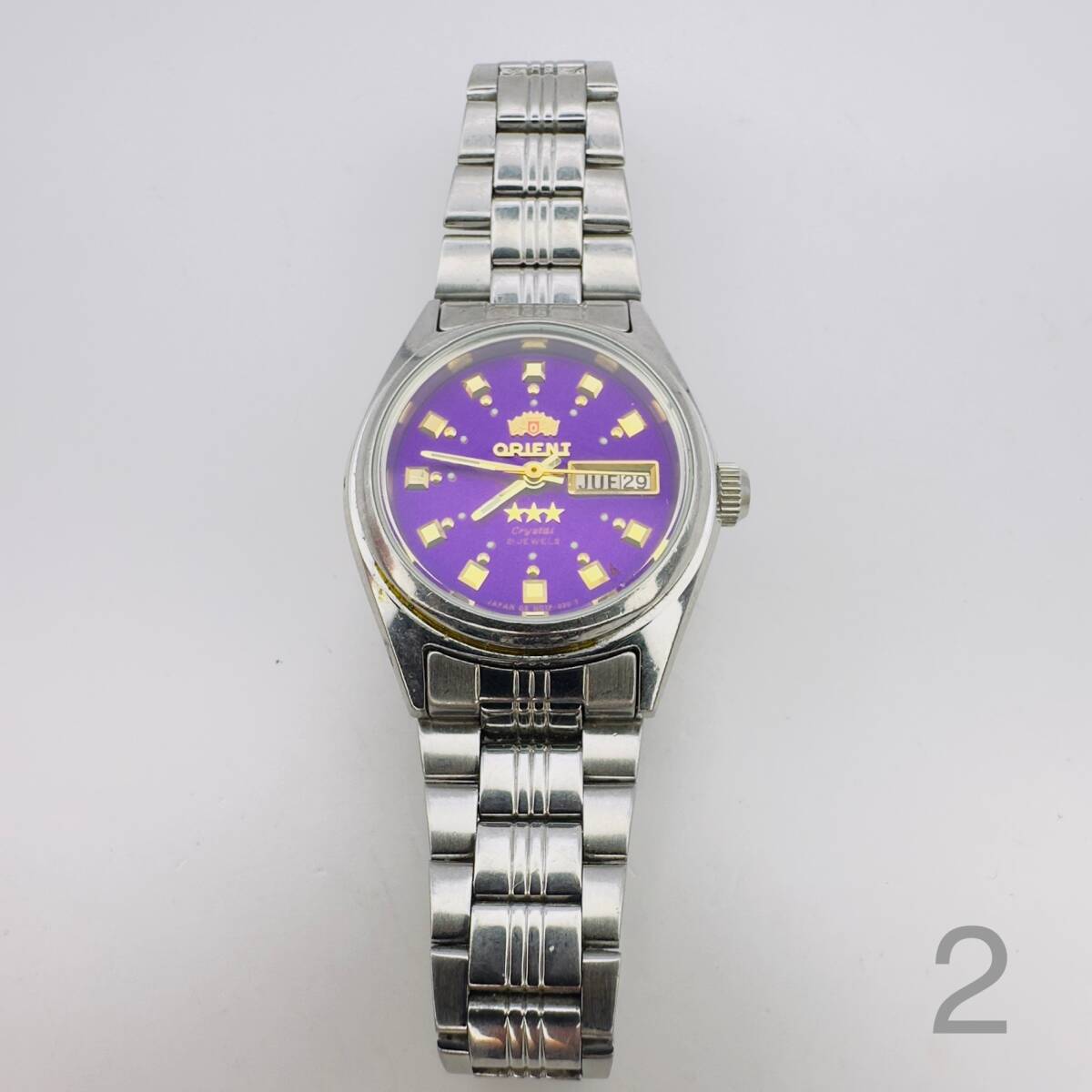(2)ORIENT CRYSTAL 21 JEWELS レディース腕時計|OS NQ1P-020T・パープル・ラウンドフェイス拍卖