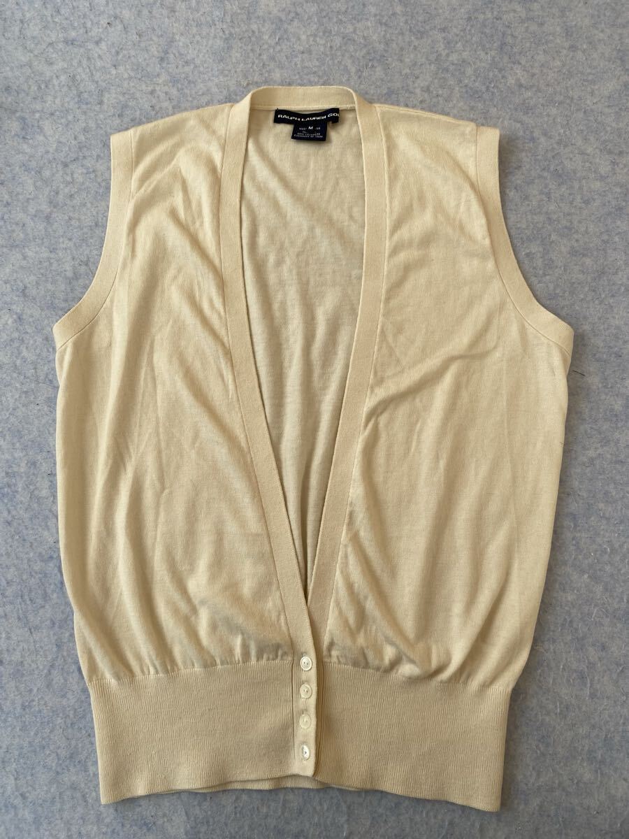 ポロ ラルフローレン ゴルフ ニットベスト ホワイト ベージュ サイズM ゴルフウェア レディース POLO GOLF ポロゴルフ拍卖