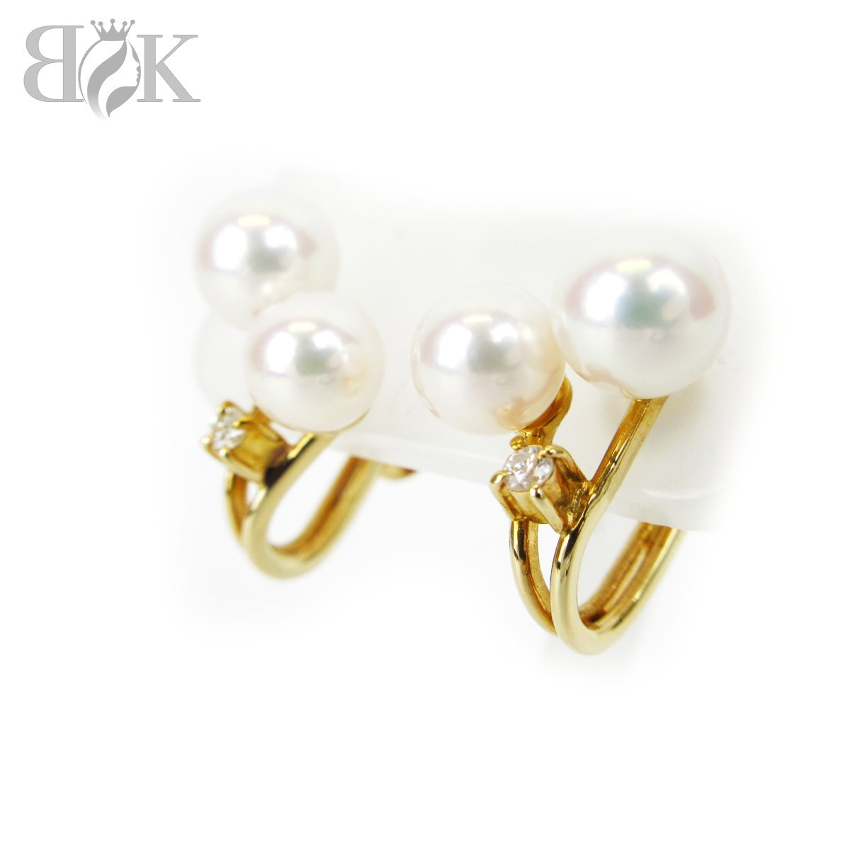 美品 K18 パールイヤリング イエローゴールド パール径:約5.6~6.2mm 総重量約3.2g 簡易洗浄済み ◇拍卖