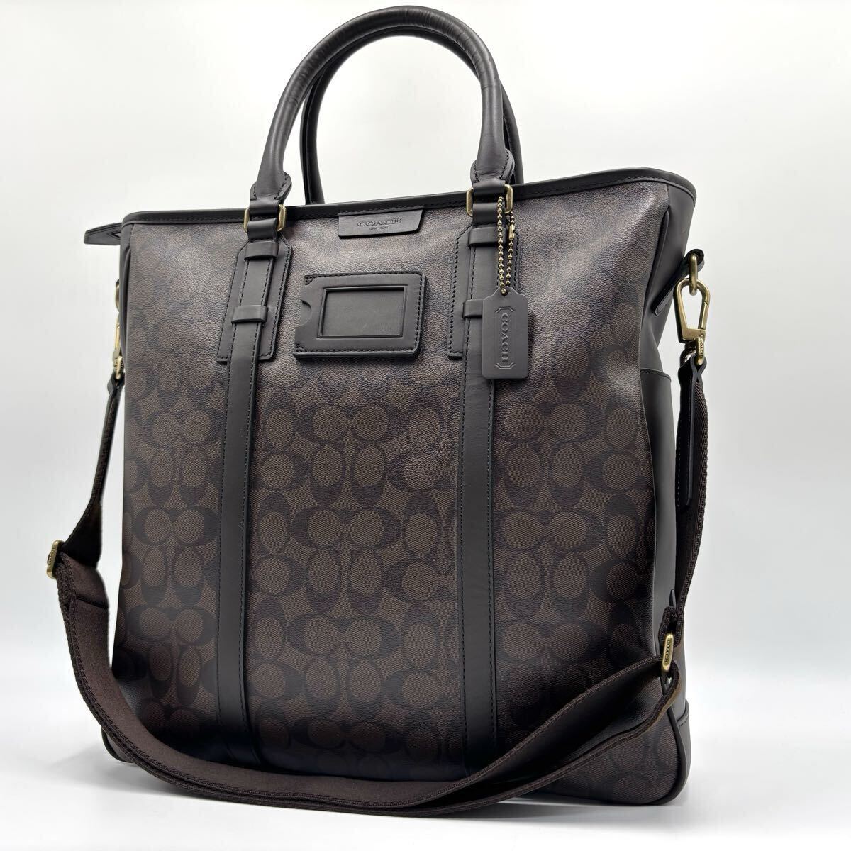 【極美品】 1円 希少 COACH コーチ シグネチャー トートバッグ 2way ビジネスバッグ ブラウン 大容量 70872拍卖