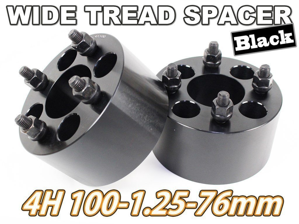 ワゴンR MH2#S ワイトレ 4H 2枚組 PCD100-1.25 76mm ワイドトレッドスペーサー (黒)拍卖