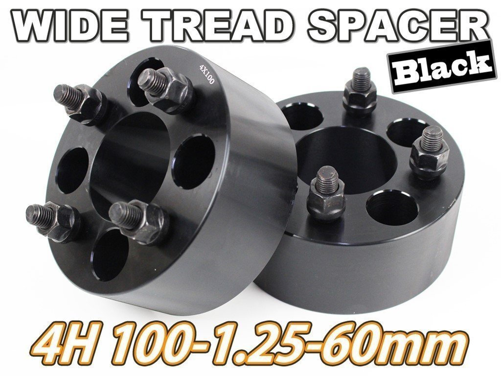 マーチ K12 K13 ワイトレ 4H 2枚組 PCD100-1.25 60mm ワイドトレッドスペーサー (黒)拍卖