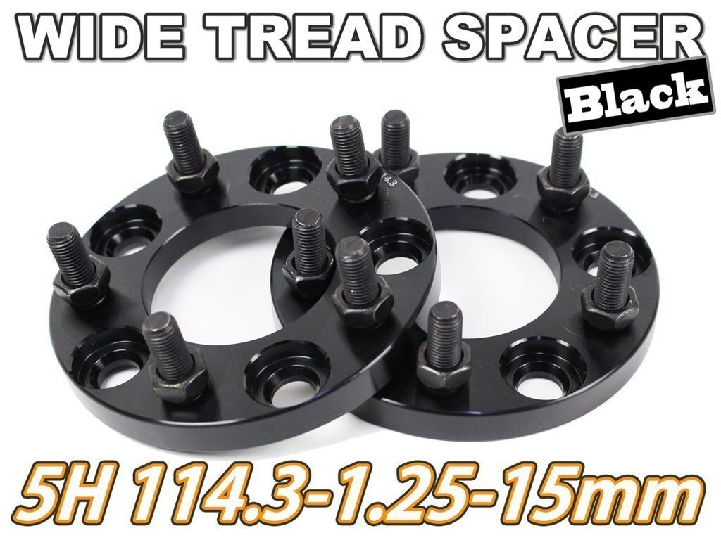 スカイライン R33 R34 V35 V36 V37 ワイトレ 5H 2枚組 PCD114.3-1.25 15mm ワイドトレッドスペーサー (黒)拍卖