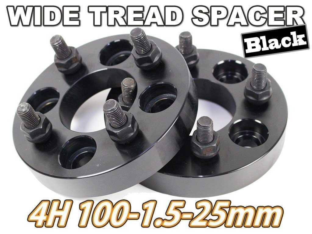 ヴィッツ 10系 90系 130系 ワイトレ 4H 2枚組 PCD100-1.5 25mm ワイドトレッドスペーサー (黒)拍卖