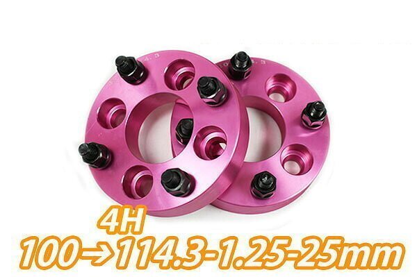 4H100114.3変換 ワイドトレッドスペーサー 2枚組 1.25 25mm ピンク拍卖