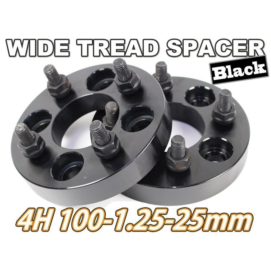 スペーシアギア MK53S ワイトレ 4H 2枚組 PCD100-1.25 25mm ワイドトレッドスペーサー (黒)拍卖