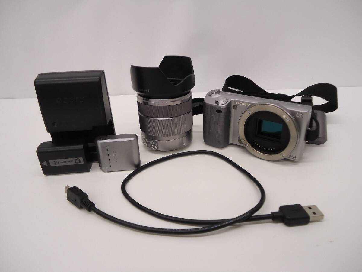 カメラ祭 ソニー ミラーレス 一眼レフカメラ NEX-5 レンズ セット SONY 中古品 長期保管品 充電器付拍卖