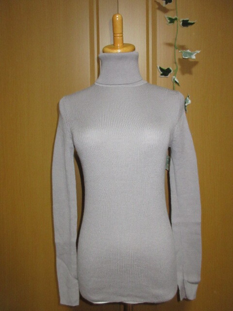 ★UNIQLO ユニクロ ウール リブ タートル ニット セーター グレー系 L★拍卖