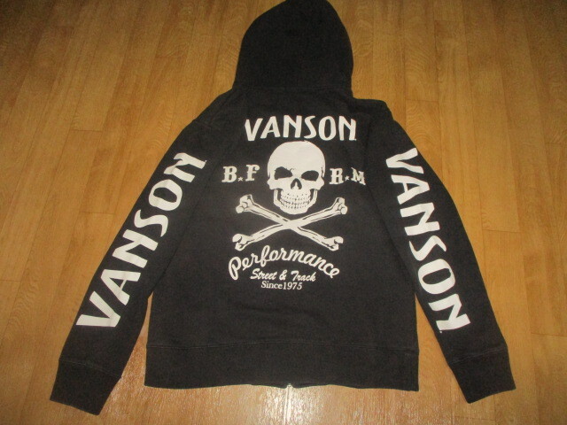 バンソン サイズL 刺繍入り スカル・デカロゴ フード・パーカー・ライダースジャケット 中古拍卖