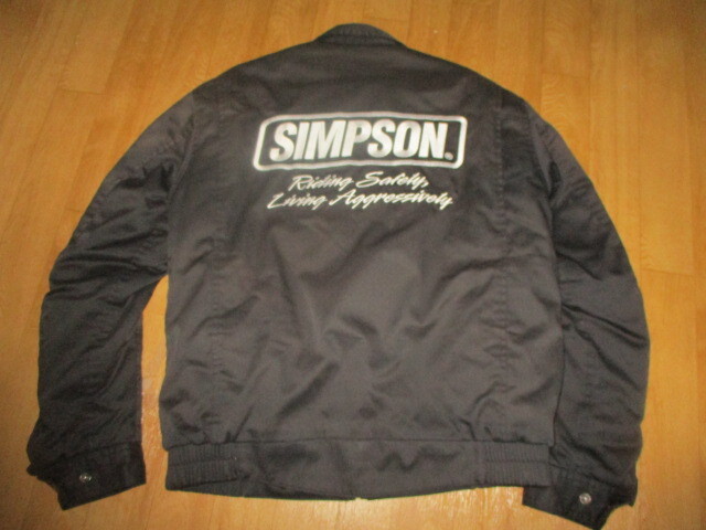 シンプソンレーシング サイズM プラチナ色刺繍ロゴ 中綿入り防寒・テキサスコットン・ジャケット 極美中古拍卖