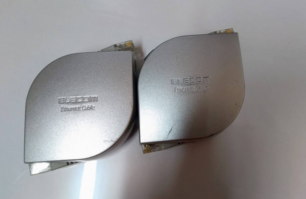 ● ELECOM 巻取り式 LANケーブル(約2m)LD-MCTF/BK2 2個セット拍卖