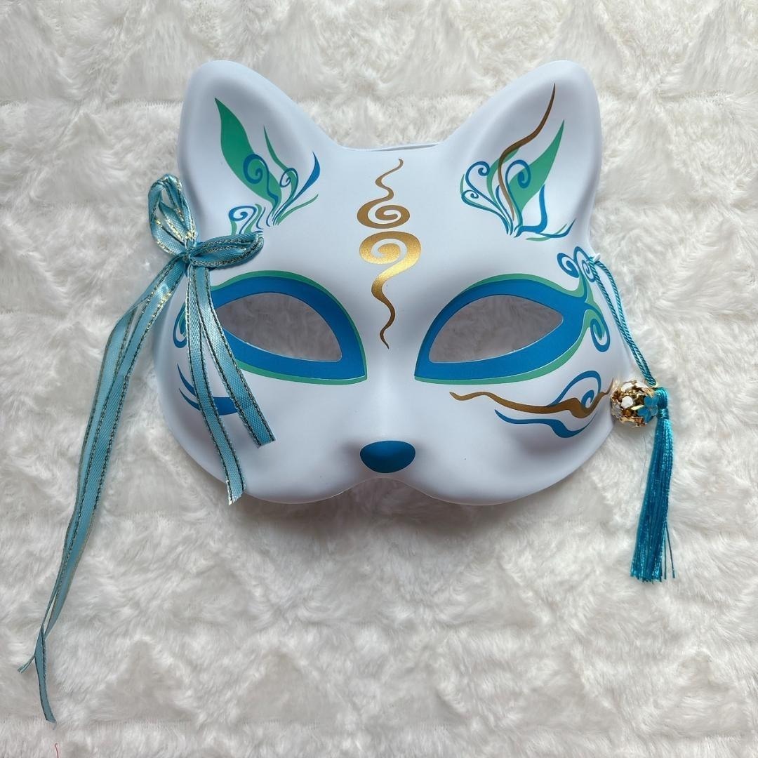 お面 キツネ コスプレ ハロウィン 祭り パーティー ブルー 猫 人気拍卖