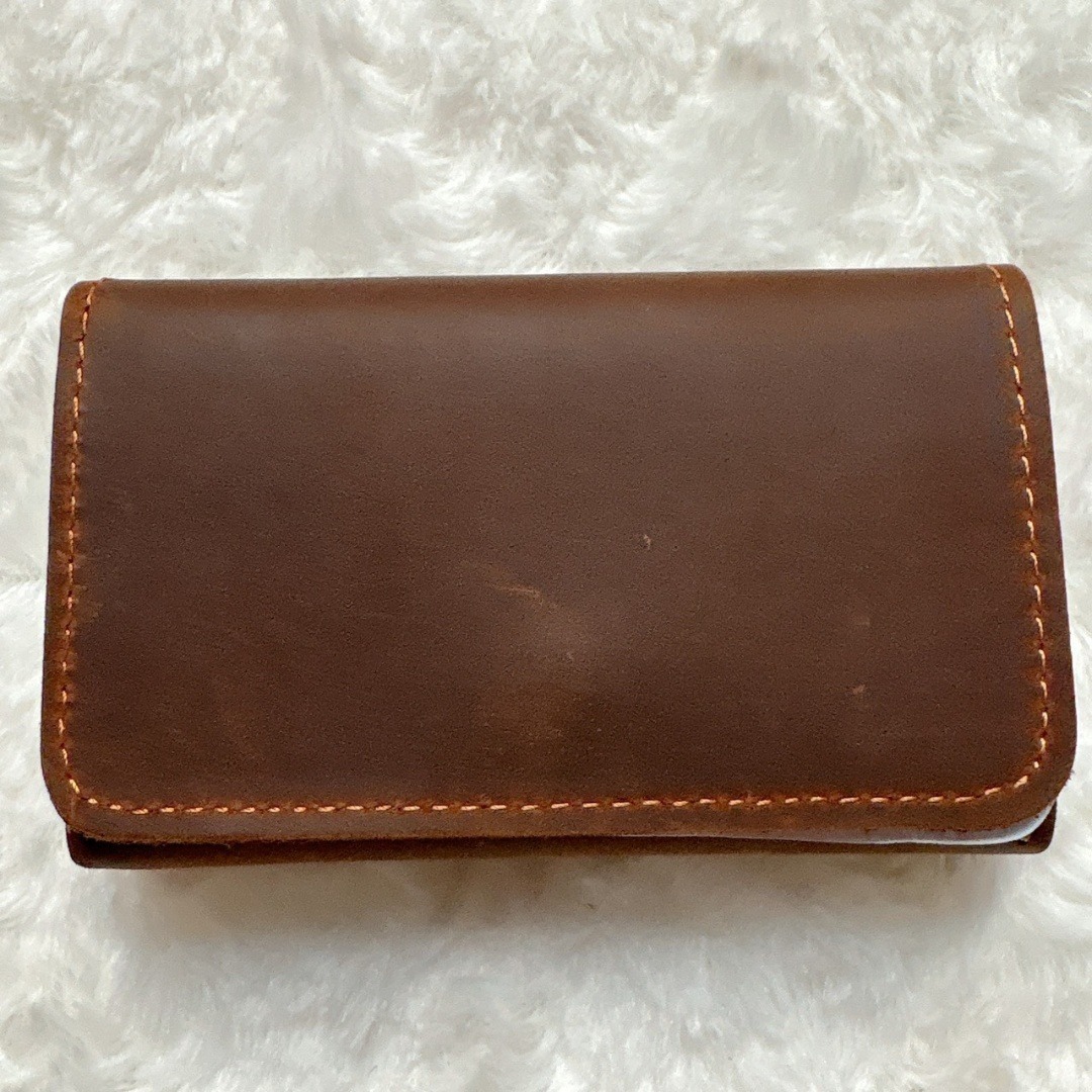 【訳アリ】 キズあり 本革 名刺入れ ブラウン シンプル 大容量 カードケース拍卖
