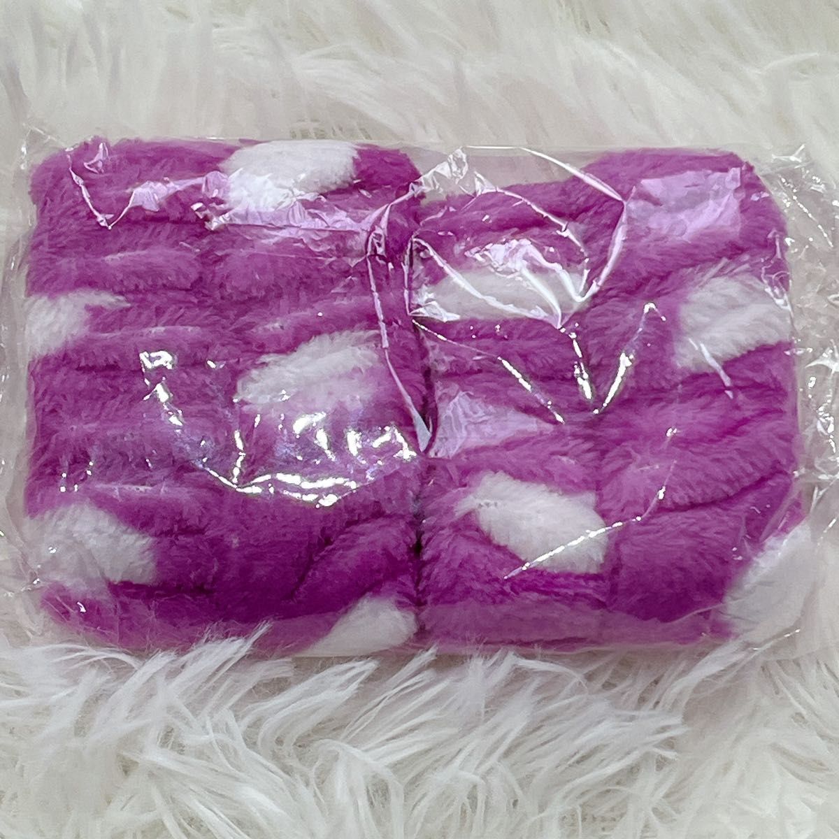 吸水リストバンド パープル 水玉 大人気 洗顔 吸水バンド ふわふわ拍卖