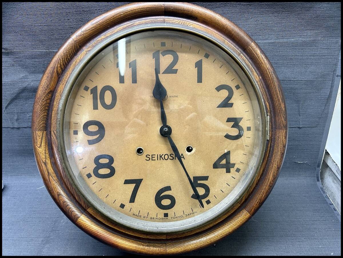 ★SEIKOSHA 精工舎 柱時計 丸時計 当時物 ジャンク品★K01093拍卖