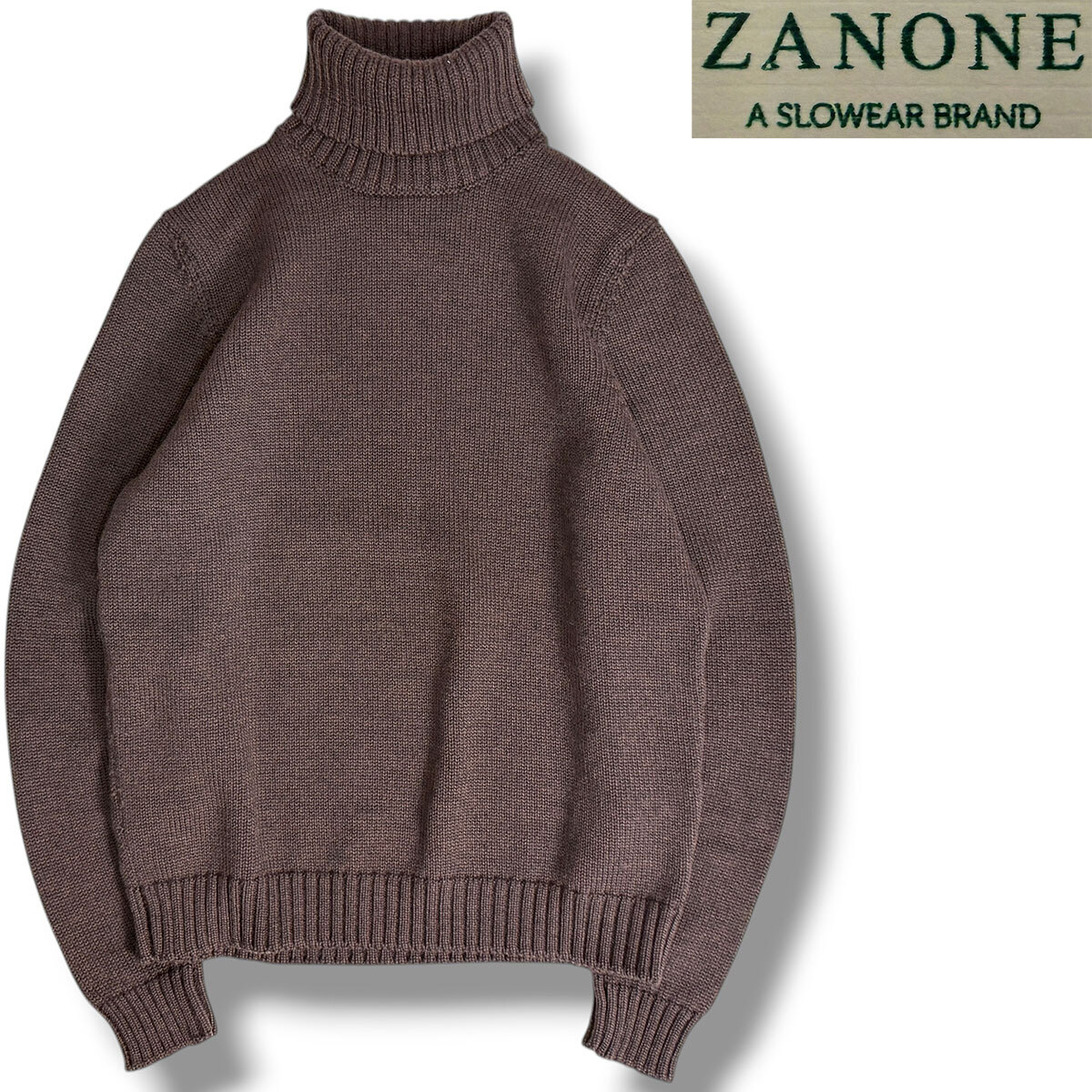 J3064 美品 ザノーネ 5G タートルネックニット ダークブラウン 46 ZANONE 7ETJP4 ZC239拍卖