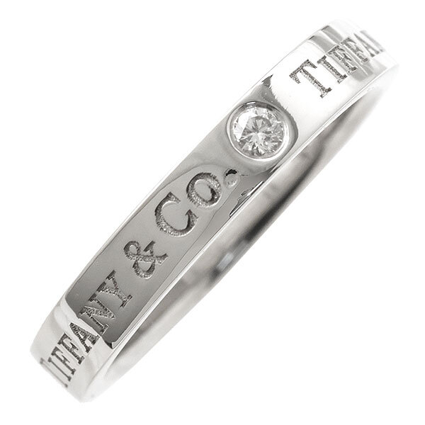 送料無料 本物 Tiffany&Co. ティファニー フラットバンドリング 指輪 PT950プラチナ 3PDダイヤモンド 6.5号 仕上げ済み アクセサリー拍卖