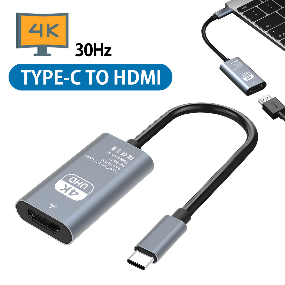 hdmi type-c タイプc hdmi 変換 hdmi ケーブル タイプc hdmi 変換ケーブル USB C - HDMI 変換アダプタ 4K高画質大画面投影;J5679;拍卖