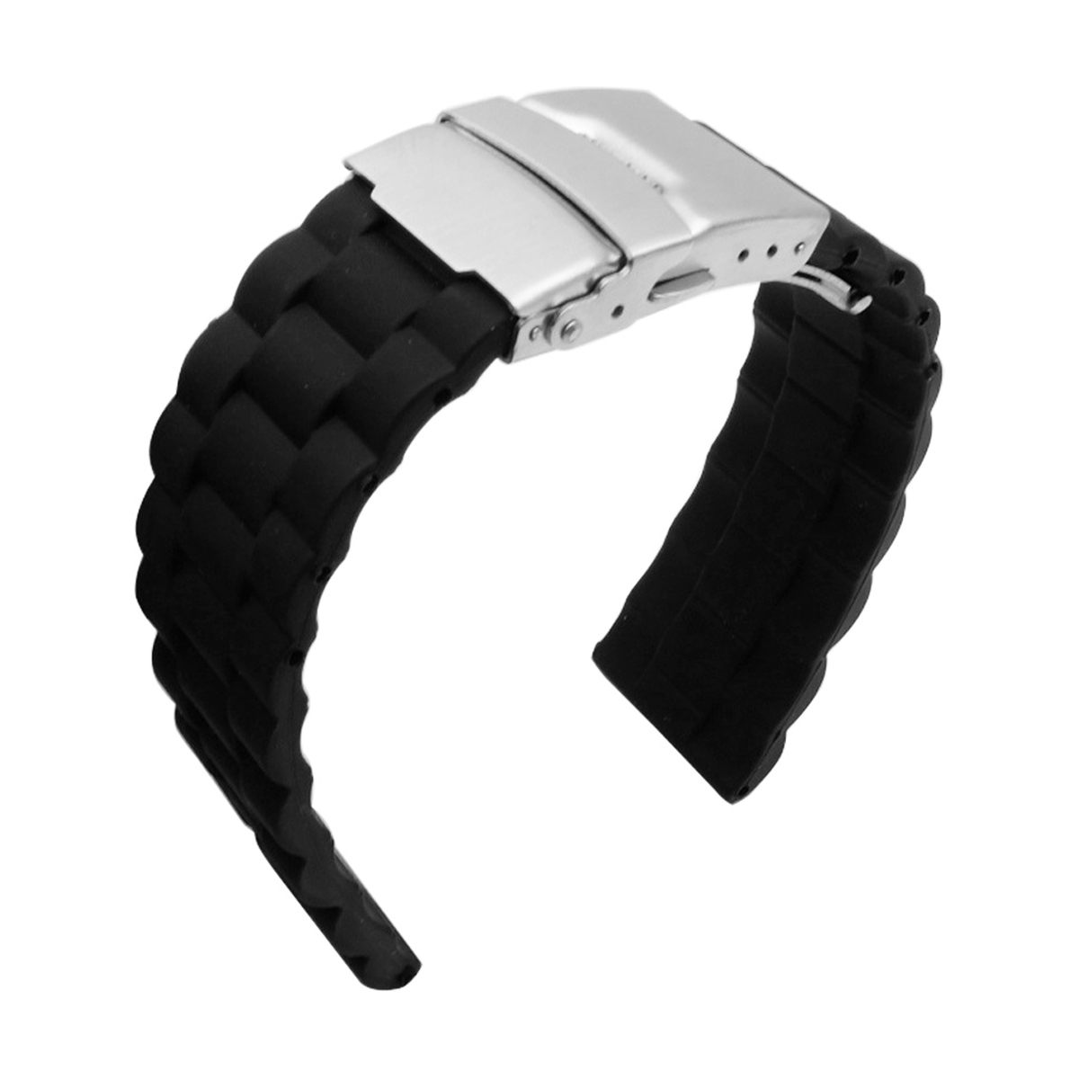 屋外防水時計ベルト 折りたたみ式バックルスポーツ時計ベルト タイヤ模様カーブベルト 時計交換用リストバンド 時計アクセサリー ;J766;拍卖