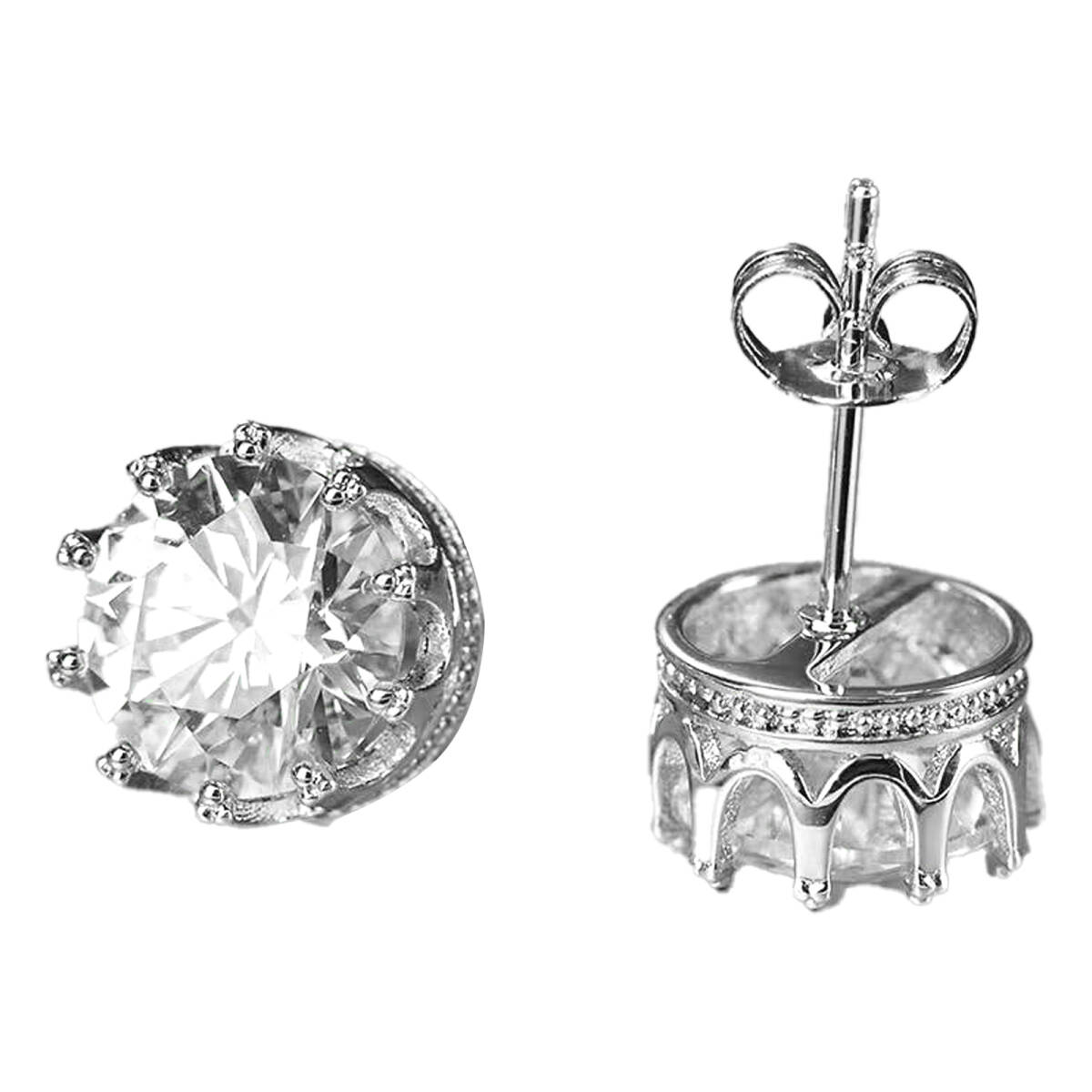 ピアス スタッドピアス 1カラット 7mm 大粒 メンズ レディース 皇冠耳ピアス ジルコニア 記念日 誕生日 プレゼント 2個セット ;J4487;拍卖