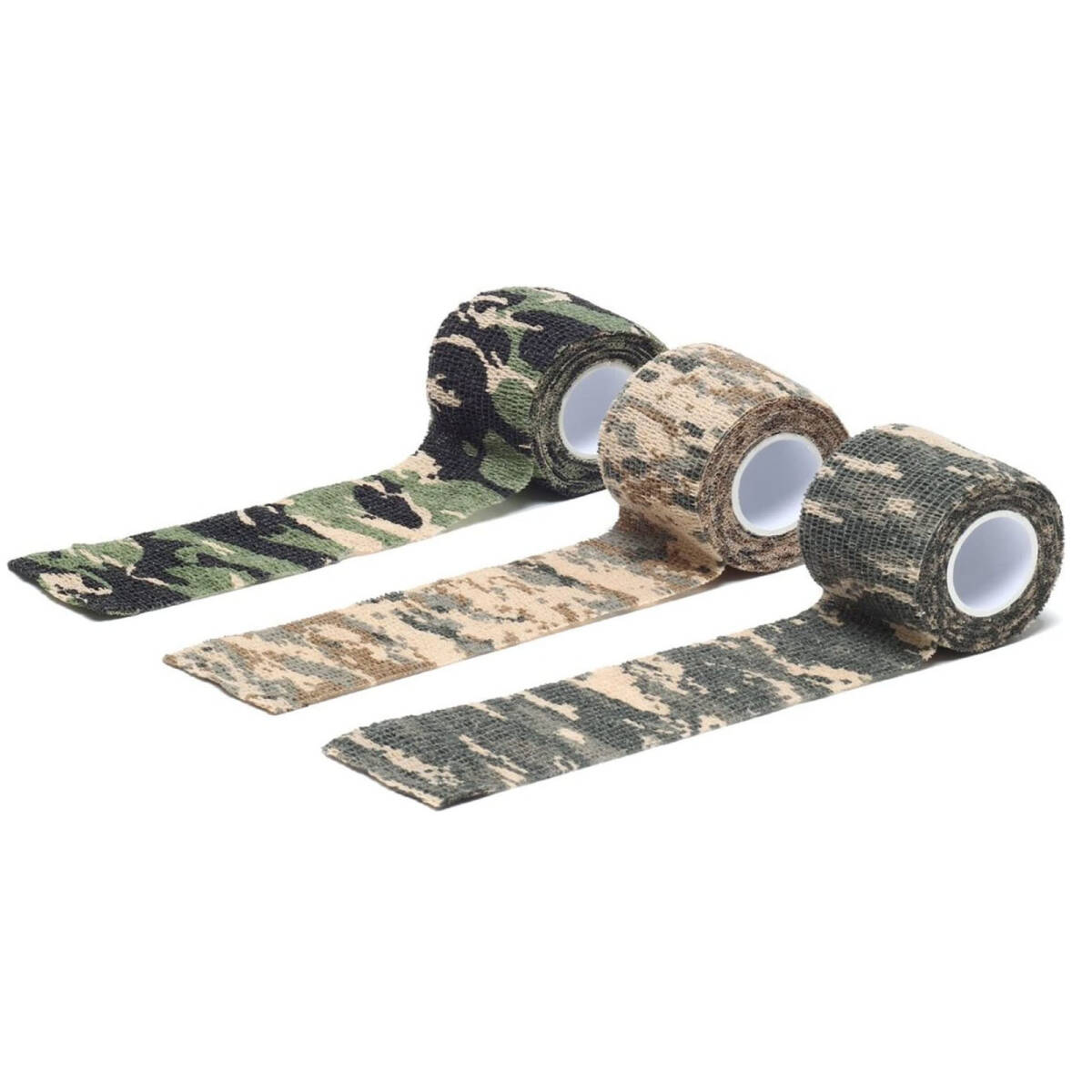 多機能迷彩テープ 弾性粘着包帯 伸縮可能な不織布マスキングテープ 接着剤残らずアウトドア偽装サイクリングステッカー 3個セット;J780;拍卖