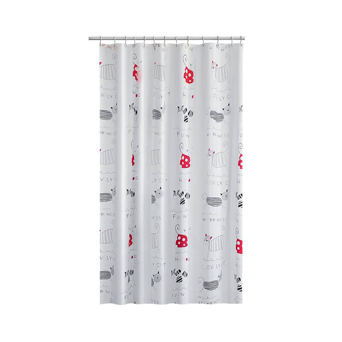 防水シャワーカーテン 猫柄 シャワーカーテン 浴室 ロッカールーム間仕切りカーテン プライバシー保護カーテン ホワイト ;J593;拍卖