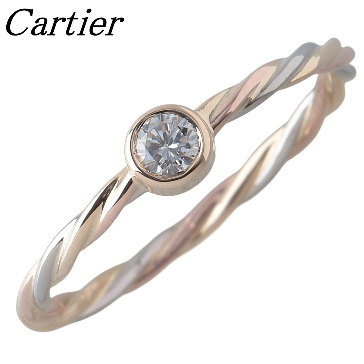 カルティエ トリニティ ツイスト ダイヤ リング #52 750 スリーカラー 新品仕上げ済 Cartier【24295】拍卖