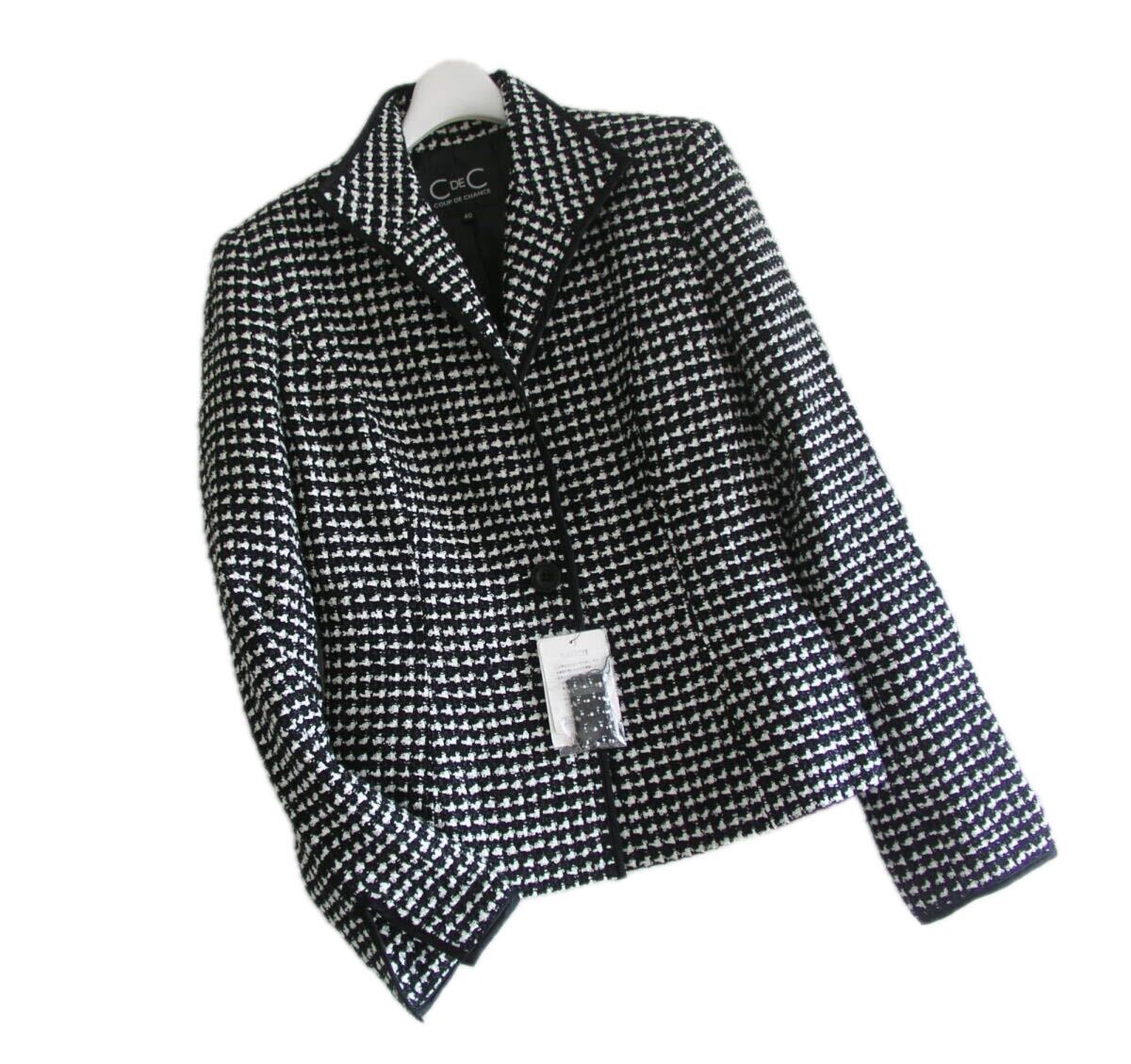 新品未使用/クードシャンス *size40▲秋冬ツイード*美シルエットジャケット*モノトーン拍卖
