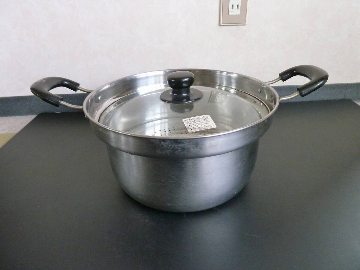 中古品★ステンレス製 両手鍋・蒸し器兼用●鍋内径 径26cm×高さ16cm拍卖