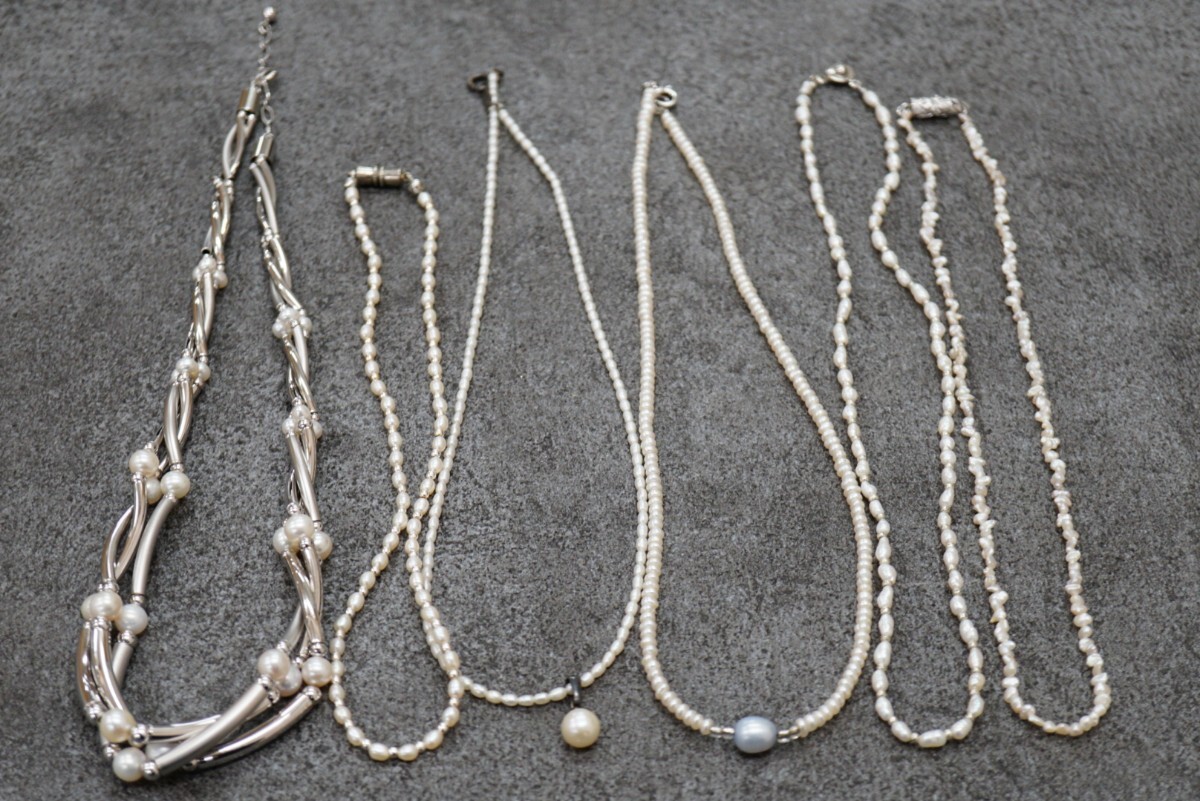B271 本真珠 淡水パール ネックレス 6点セット ヴィンテージ アクセサリー 大量 まとめて おまとめ まとめ売り ペンダント SILVER含む拍卖