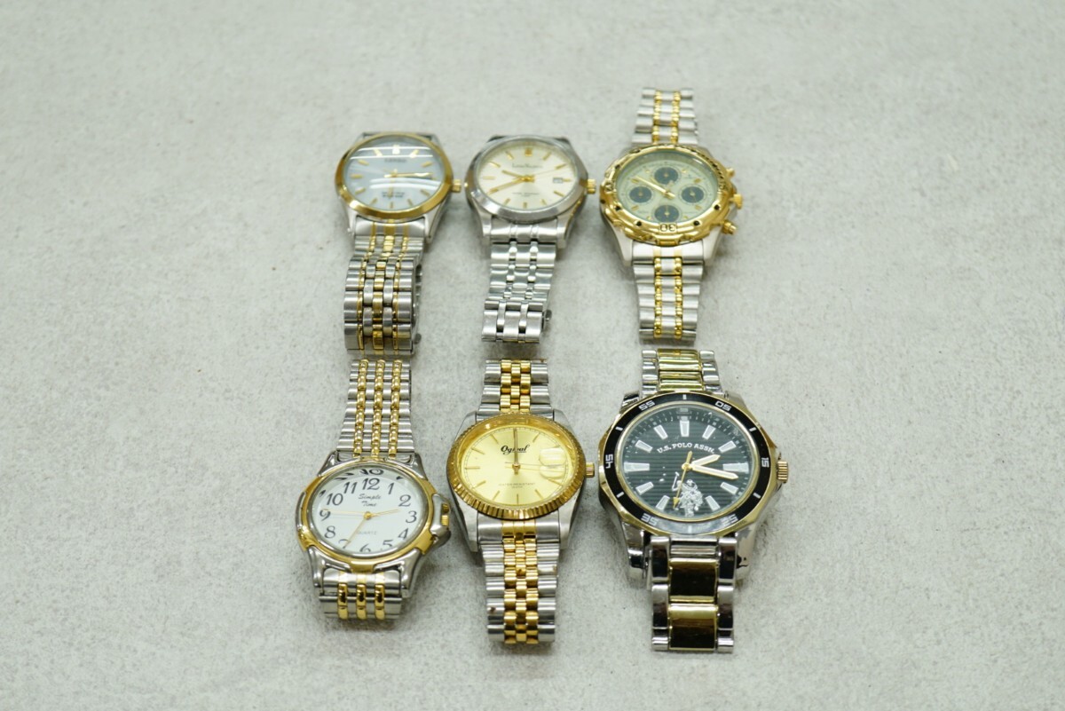 F958 メンズ コンビカラー 腕時計 6点セット QUARTZ/クォーツ ヴィンテージ アクセサリー 大量 まとめて おまとめ まとめ売り 色々 不動品拍卖