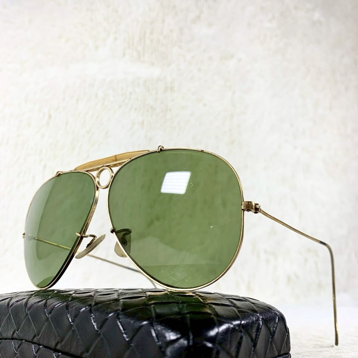 60s Ray-Ban レイバン シューター サングラス 弦巻テンプル グリーンレンズ ゴールドフレーム拍卖