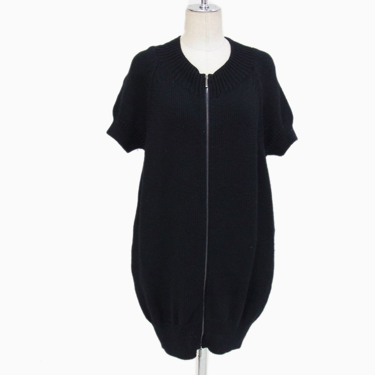 ◇S Max Mara モヘヤ混紡ウール ロングニットカーディガン ニットワンピース 半袖 フリジップ マックスマーラ レディース拍卖