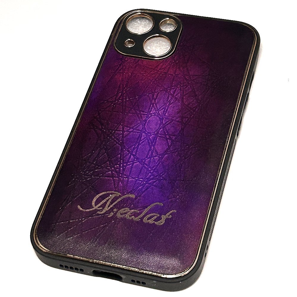 【エヌ エクレ】パティーヌ型押し本革レザー iphone14 アイフォンケース カシスパープル紫 限定 名刺入れ 長財布 yuhaku拍卖