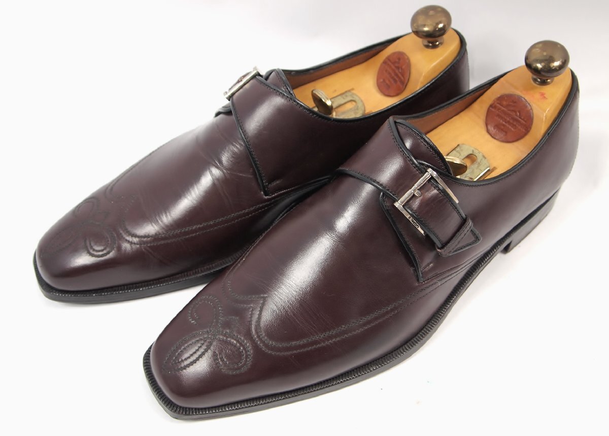 2408 美品 アテストーニ a. testoni シングルモンク サイズ61/2 G ブラウン拍卖