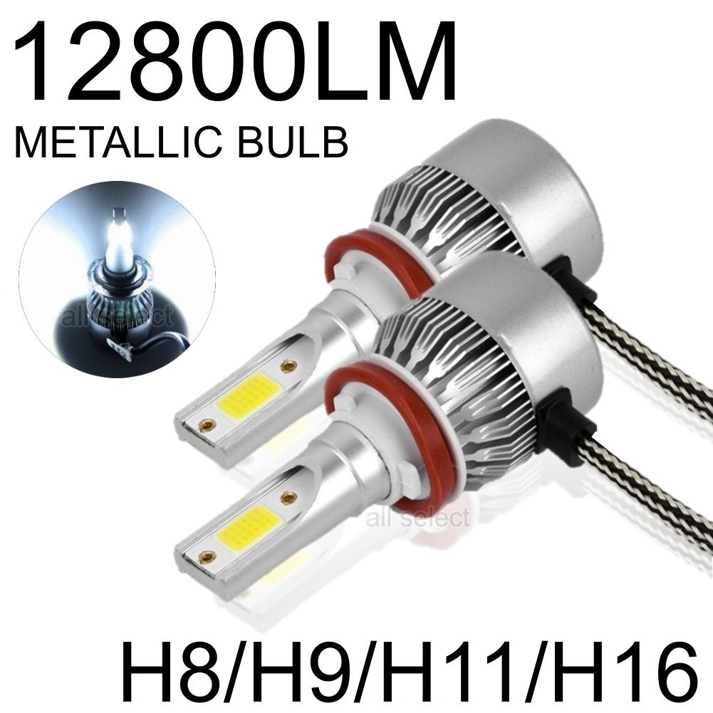 H8/H9/H11/H16 高輝度 LEDヘッドライト フォグランプ COBチップ 12V 12800Lm 6500K 2本 車検対応 ポン付け Hi/Lo 切替式拍卖